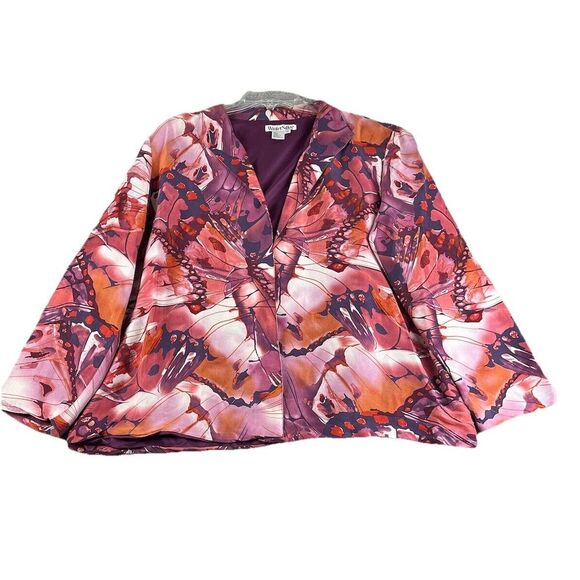 Winter Silks Jacket Blazer Womens 3X  Multicolor Butterfly Silk‎  Wearable Art - Picture 1 of 12